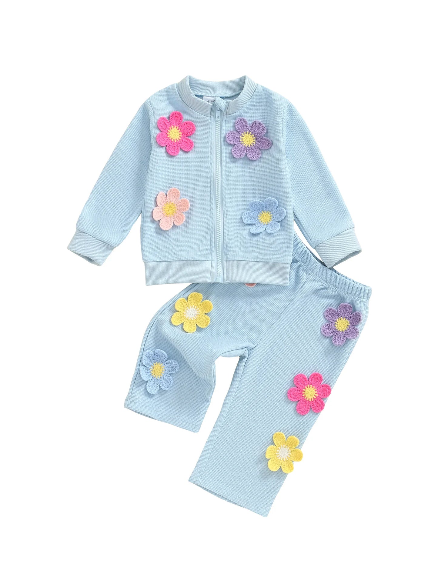 Guangdong Toddler Winter Coat Set 3D Flower Hooded Outfit