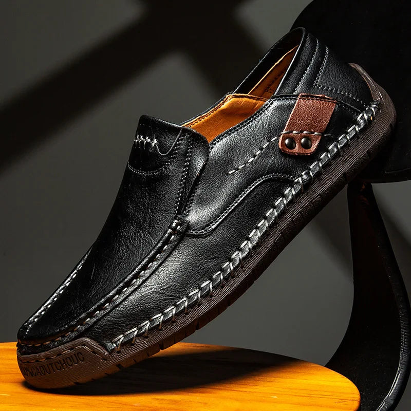 CColinican Leather Men Slip On Loafers Casual Walking Shoes