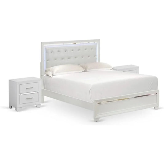 MKDK 3 Piece Bedroom Set With Adjustable LED Headboard