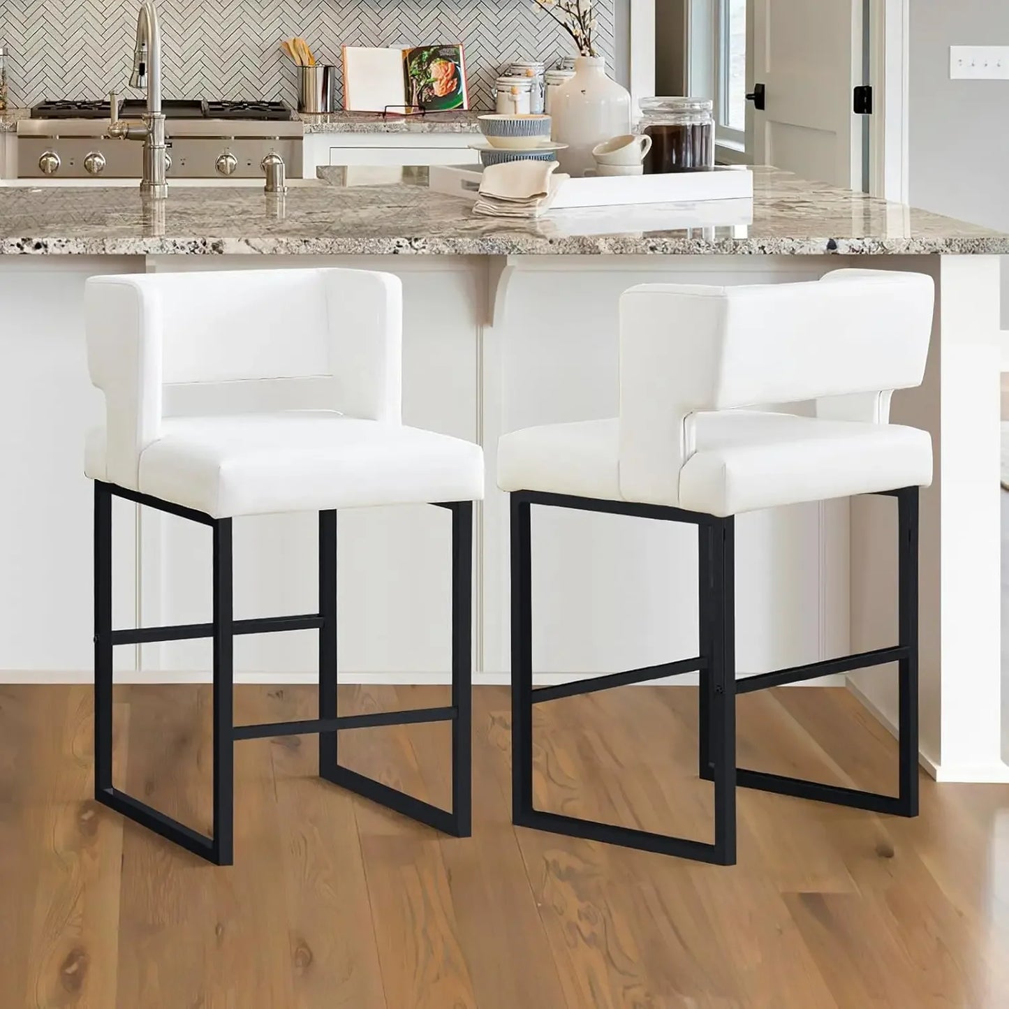Angduo Velvet Bar Stools Set Of 4 Modern Metal Frame
