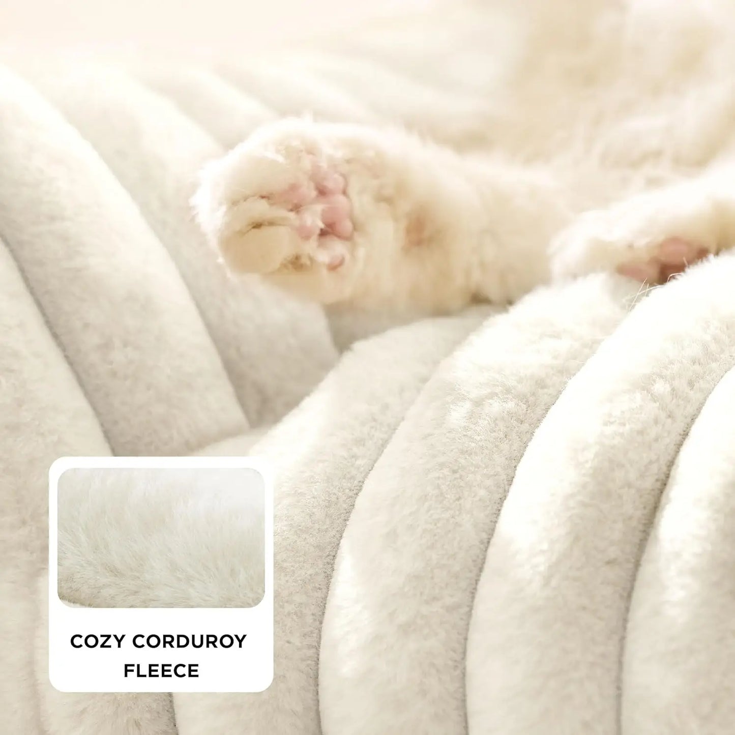 Bedsure Pet Sofa Bed Fluffy Corduroy Cat Couch Soft Fleece