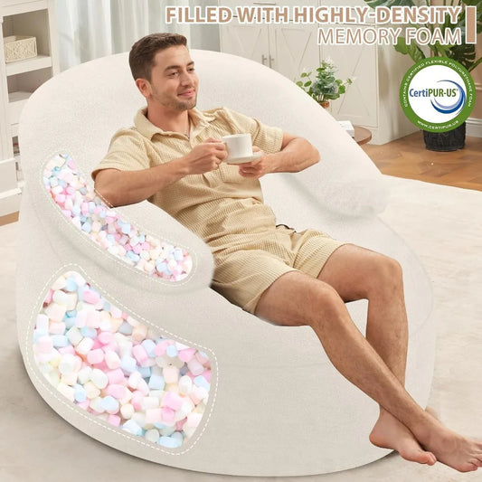 Hign-concerned Teddy Fleece Bean Bag Chair With U Pillow