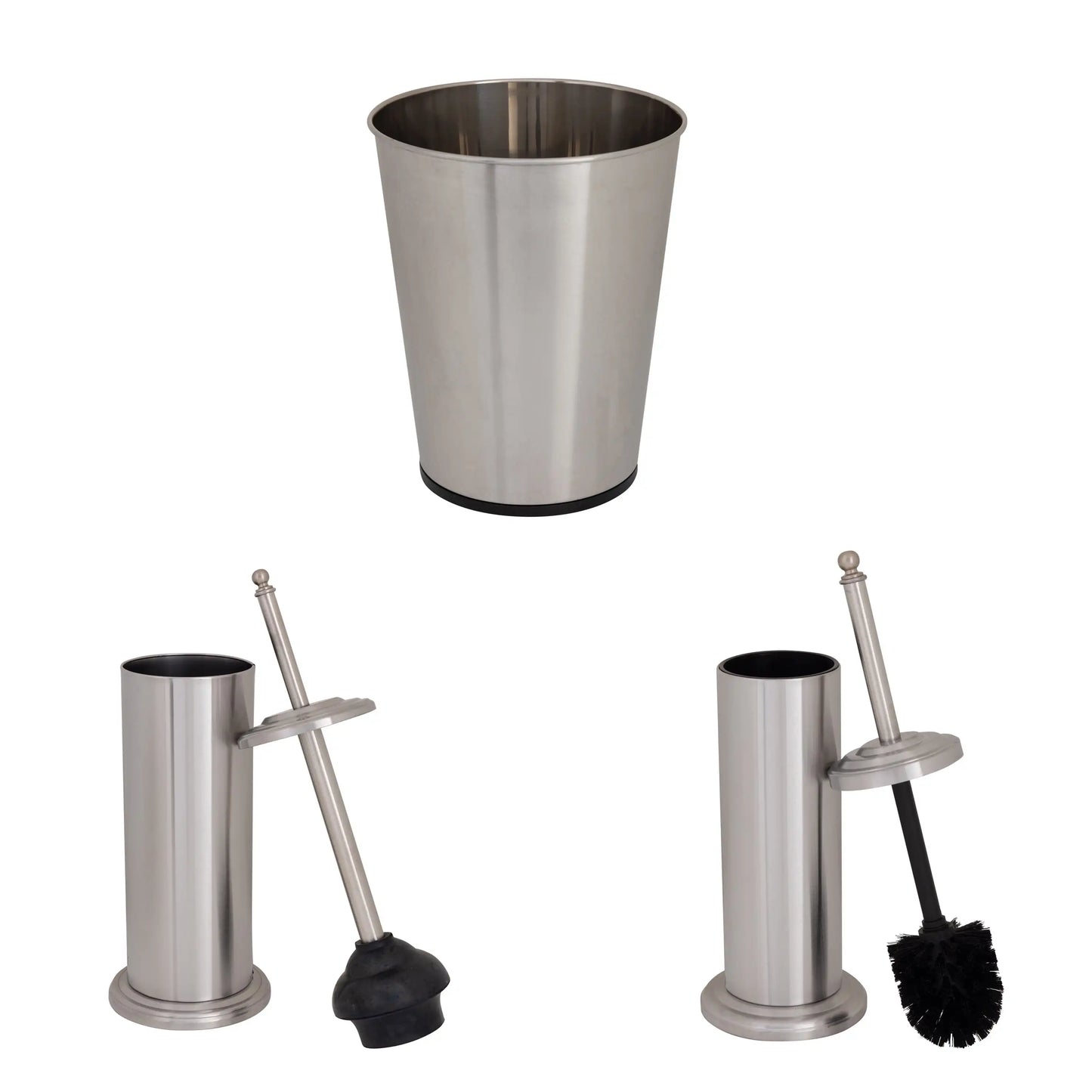 Hignconcerned Stainless Steel Trash Can Plunger Toilet Brush