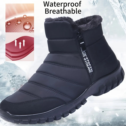 HenanChoice Men Snow Boots Waterproof Zipper Ankle Boots