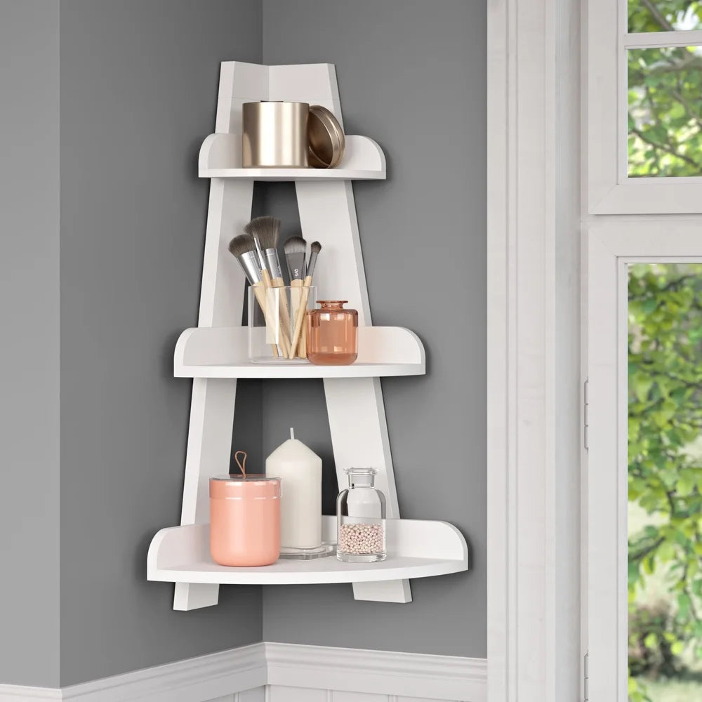 XMSJ Corner Ladder Wall Shelf 3 Tier Bathroom Storage