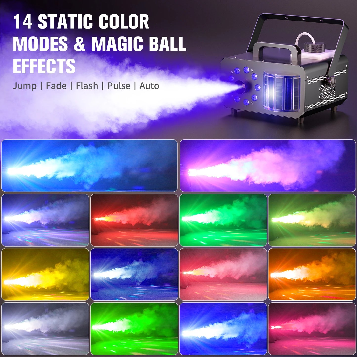 Datewink 1200W RGB 9LEDs Stage Lighting Fog Machine