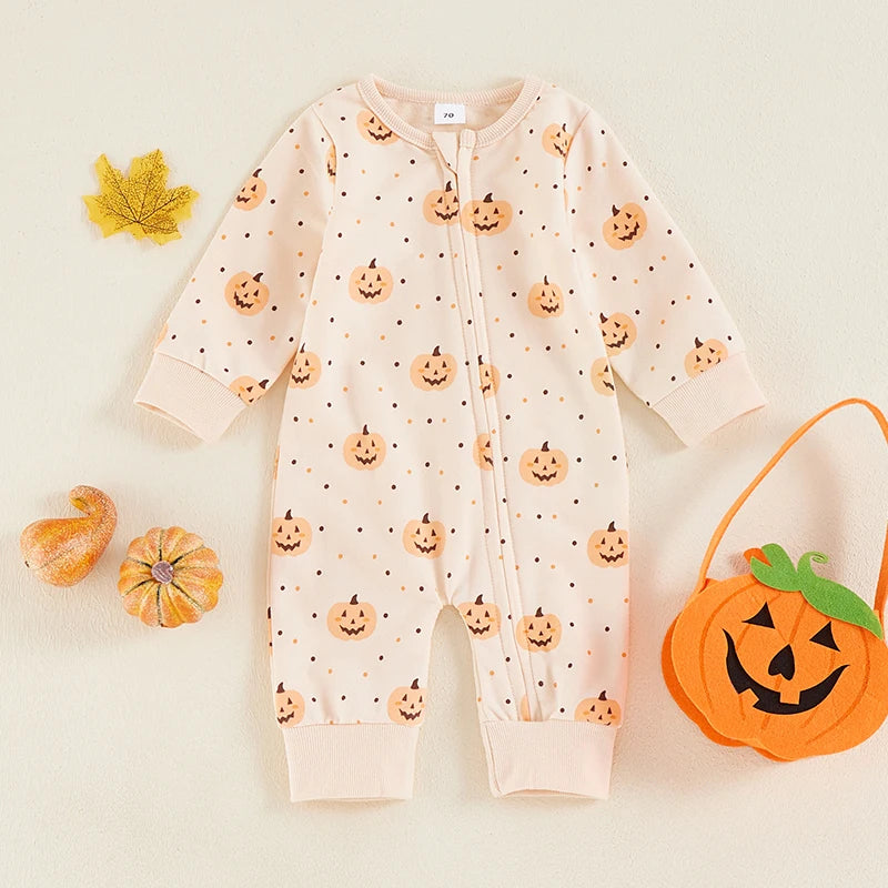 Pudcoco Infant Ghost Stripes Halloween Romper Outfit