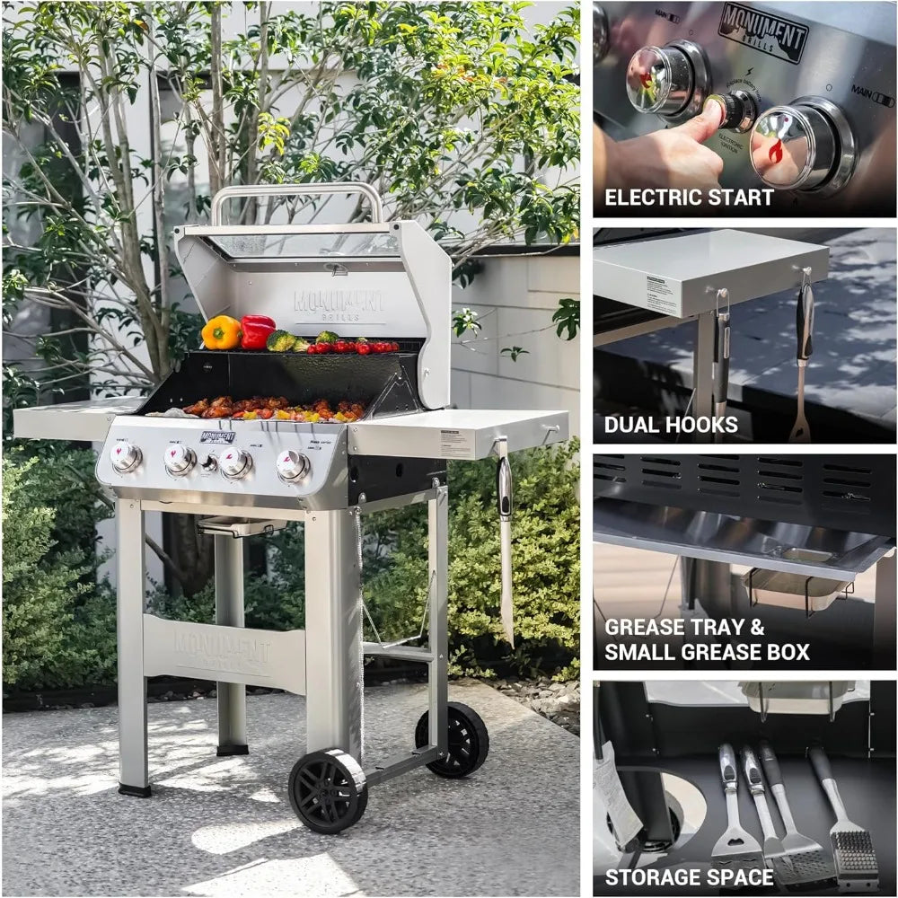 Four Burner Liquid Propane Grill With Clearview Lid