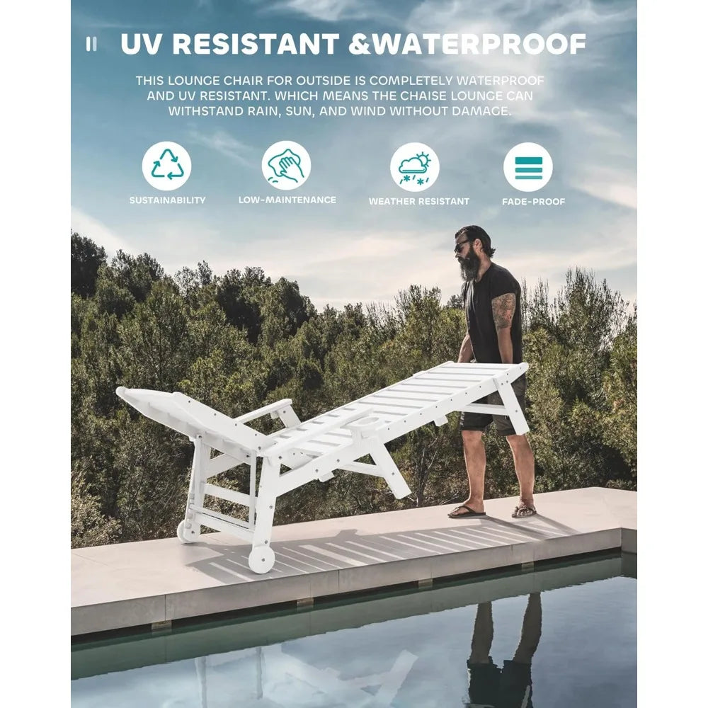 Hign-concerned Patio Chaise Lounge Set Of 2 HDPE Loungers