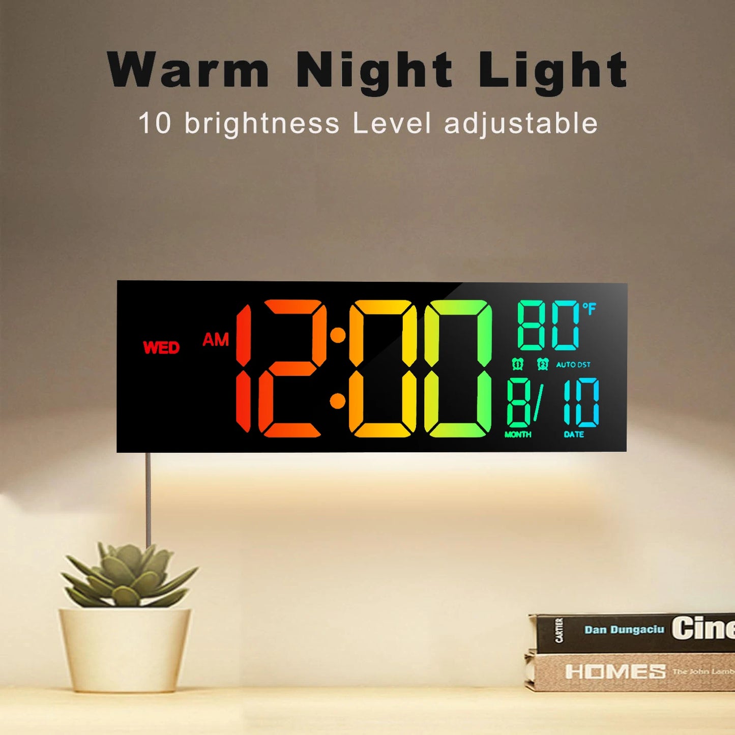 Hignconcerned Digital Wall Clock With Large LED Display