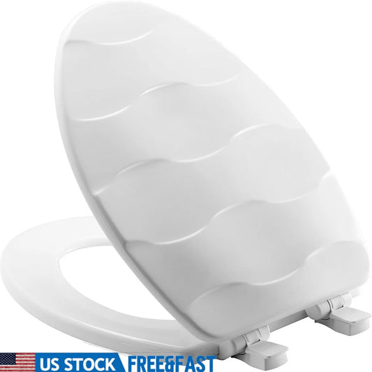 XMSJ Slow Close Elongated Toilet Seat Wood Universal Fit