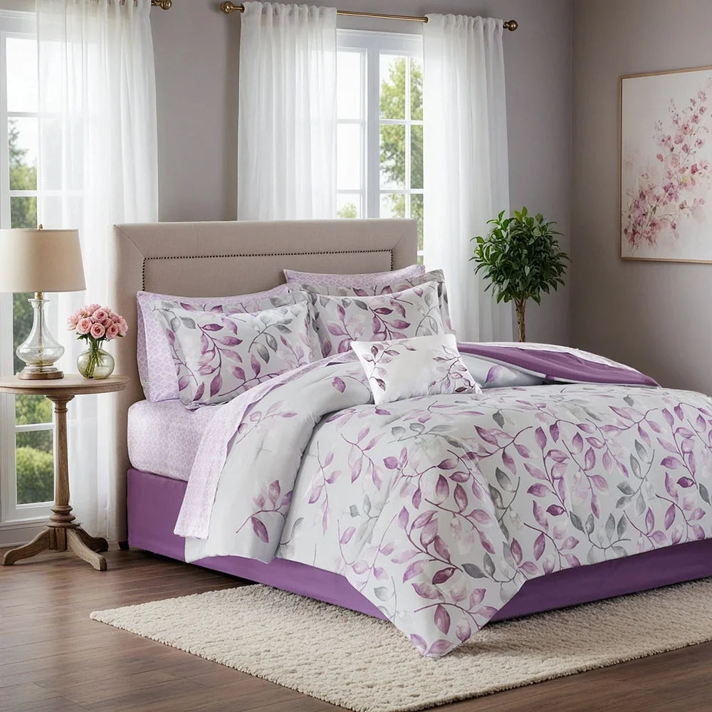 DUTRIEUX Botanical Comforter Set 9 Floral Bed In A Bag