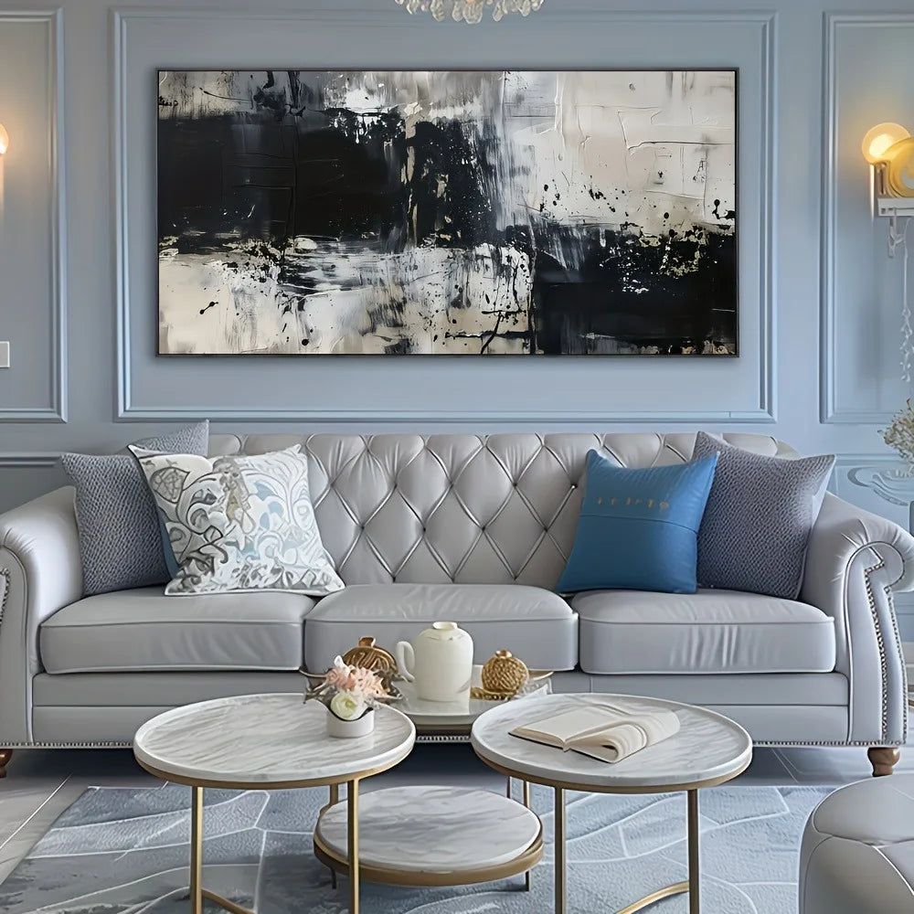 Abstract Canvas Mural With Solid Wood Frame Wall Art