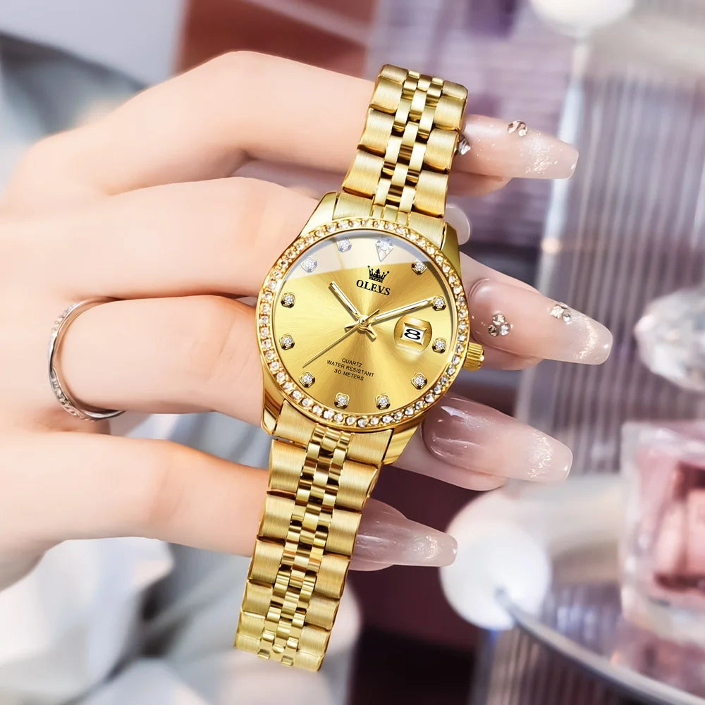 OLEVS Elegant Women Wristwatch Quartz Diamond Dial Style