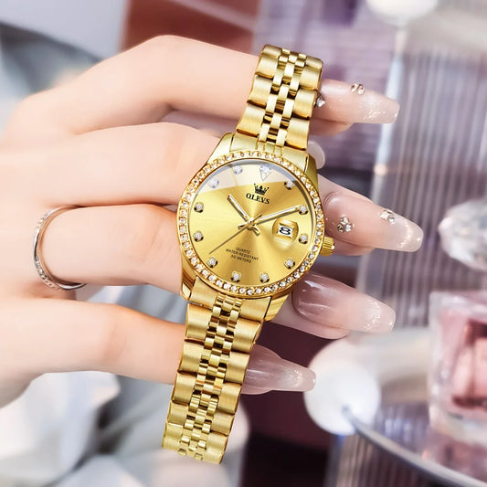 OLEVS Elegant Women Wristwatch Quartz Diamond Dial Style