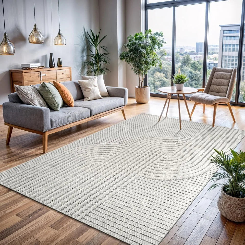 Hign Concerned Modern Rug Luxury Swirl Curved Area Rug