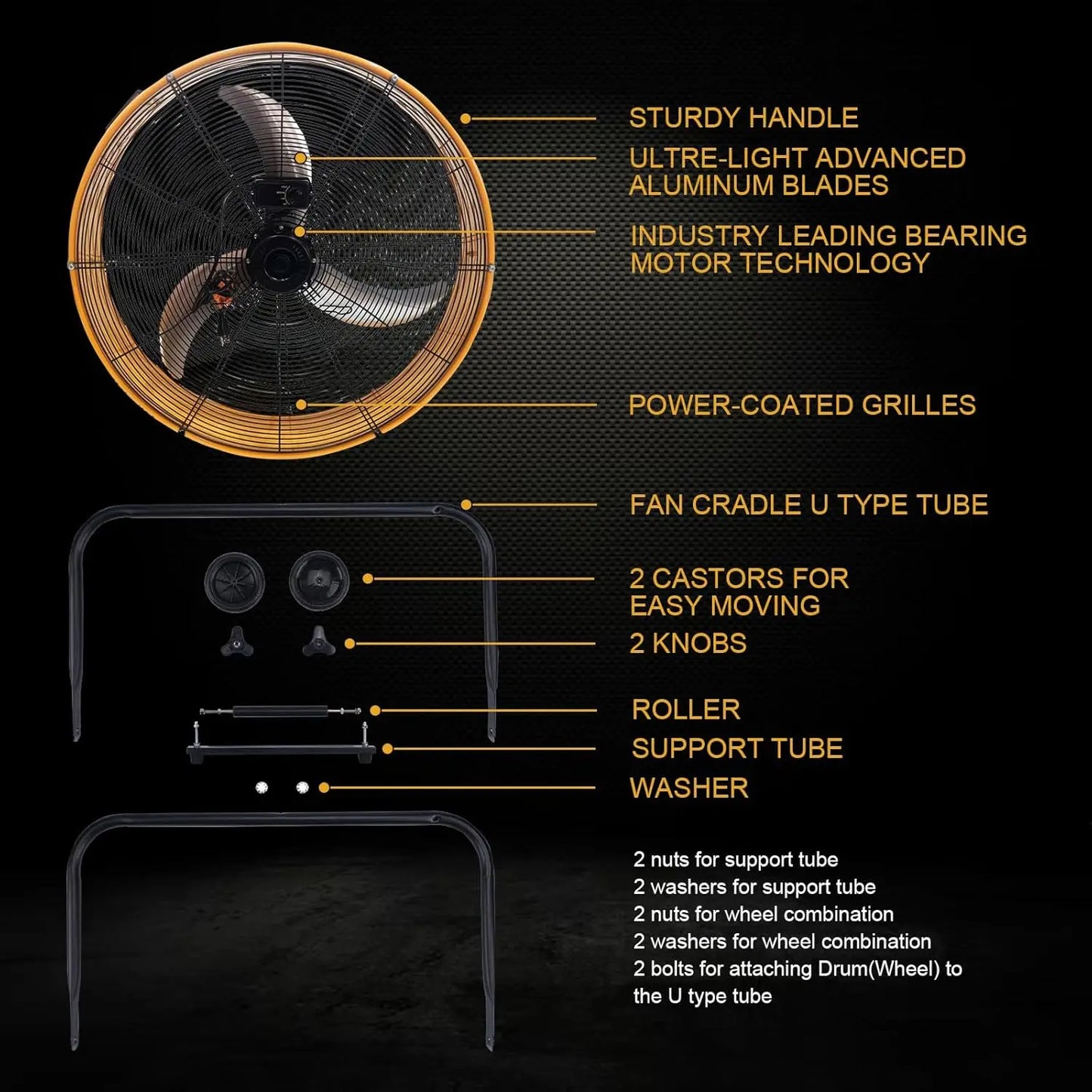 Acekool High Velocity Drum Fan 11756 CFM 3 Speed Pro