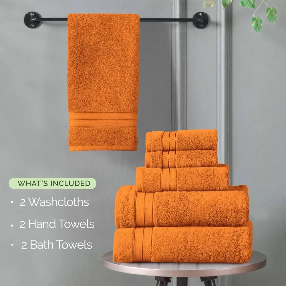 Hign-concerned Turkish Cotton 6 Piece Towel Set Fast Dry