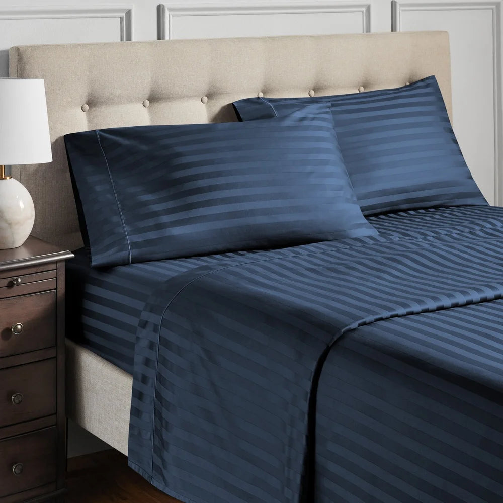 Dutrieux Egyptian Cotton Bed Sheets Set 4 Piece Stripe