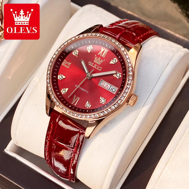 OLEVS 6637 Luxury Women Automatic Mechanical Watch Calendar