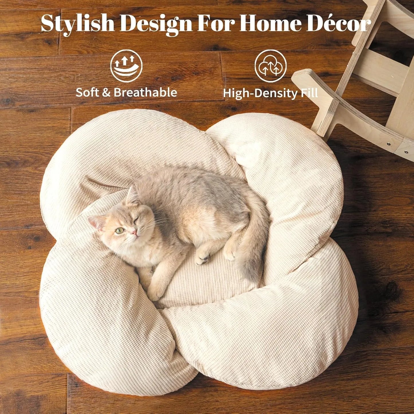 Elevated Wooden Cat Bed With Soft Cushion Sofa For Pets