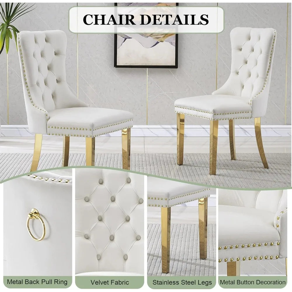 AMHDDT 7 Piece Modern Glass Dining Set With Elegant Chairs
