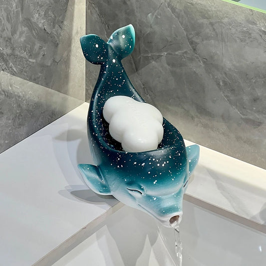 Dolphin Ceramic Drain Soap Box For Bathroom Sink Organizer