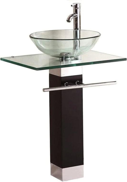 Vaniy Glass Vessel Vanity Sink With Ceramic Basin US