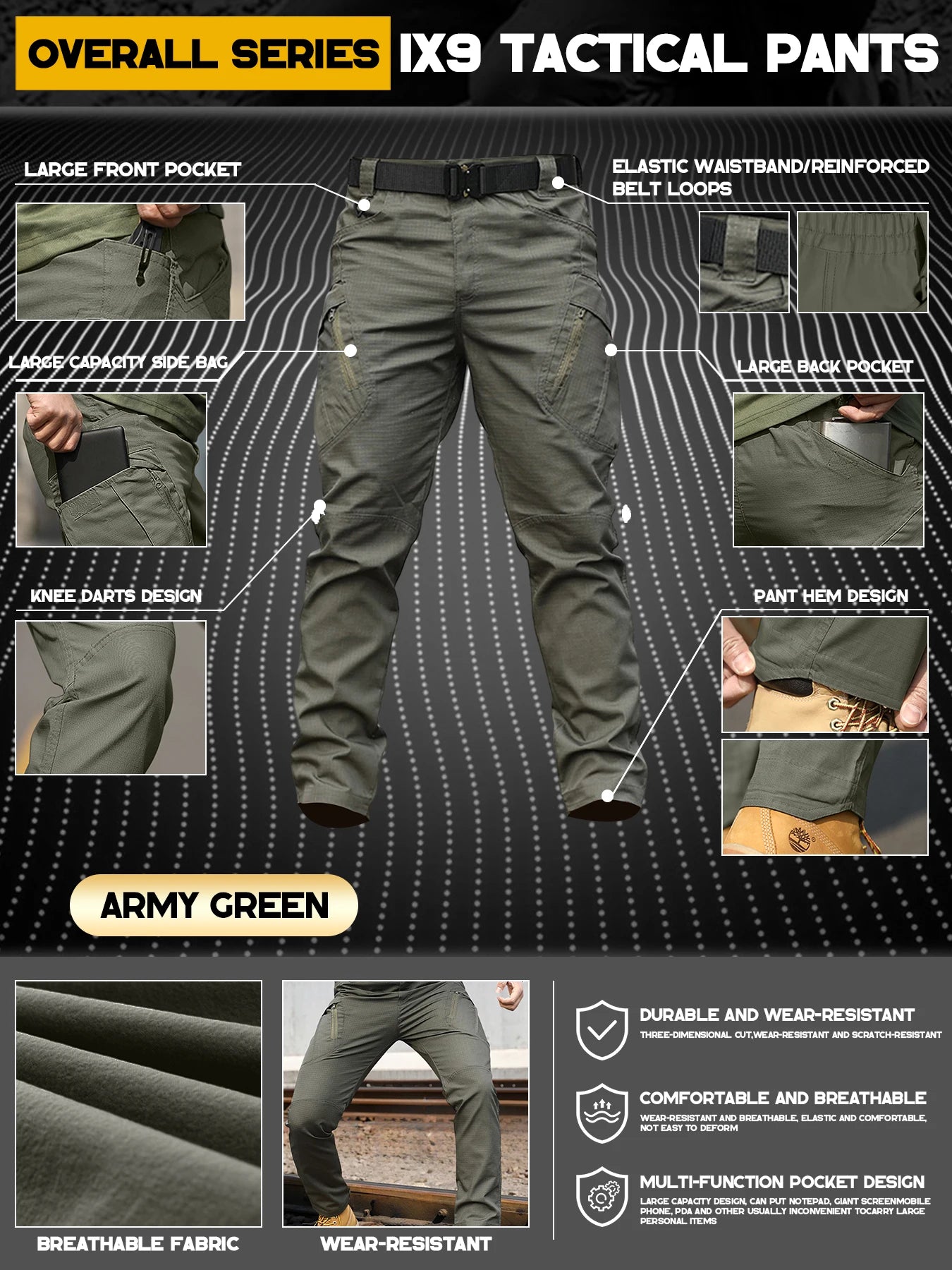 CN Guangdong IX9 Tactical Work Pants Multi Pocket Cargo
