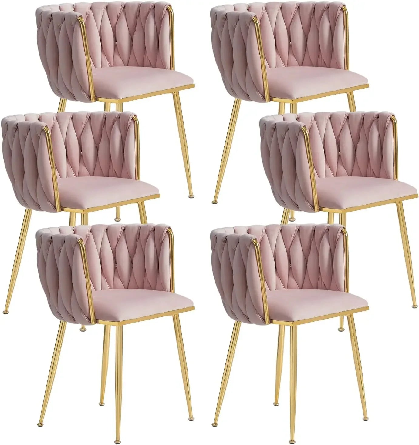 DAFIFY Woven Upholstered Velvet Dining Chairs Metal Legs