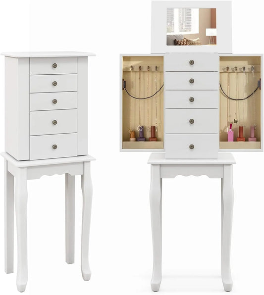 XMSJH Jewelry Cabinet Armoire With Flip Mirror Organizer
