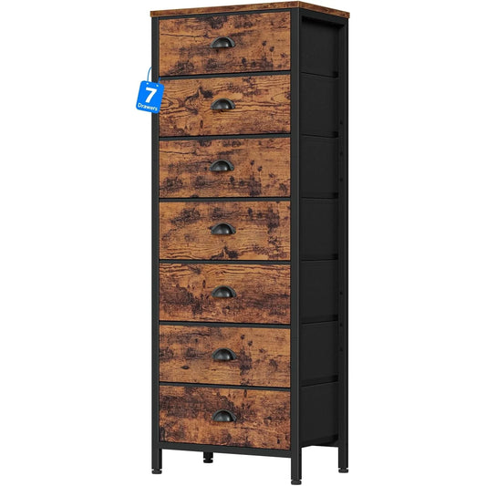 Industrial Seven Drawer Dresser Bedroom Chest Storage
