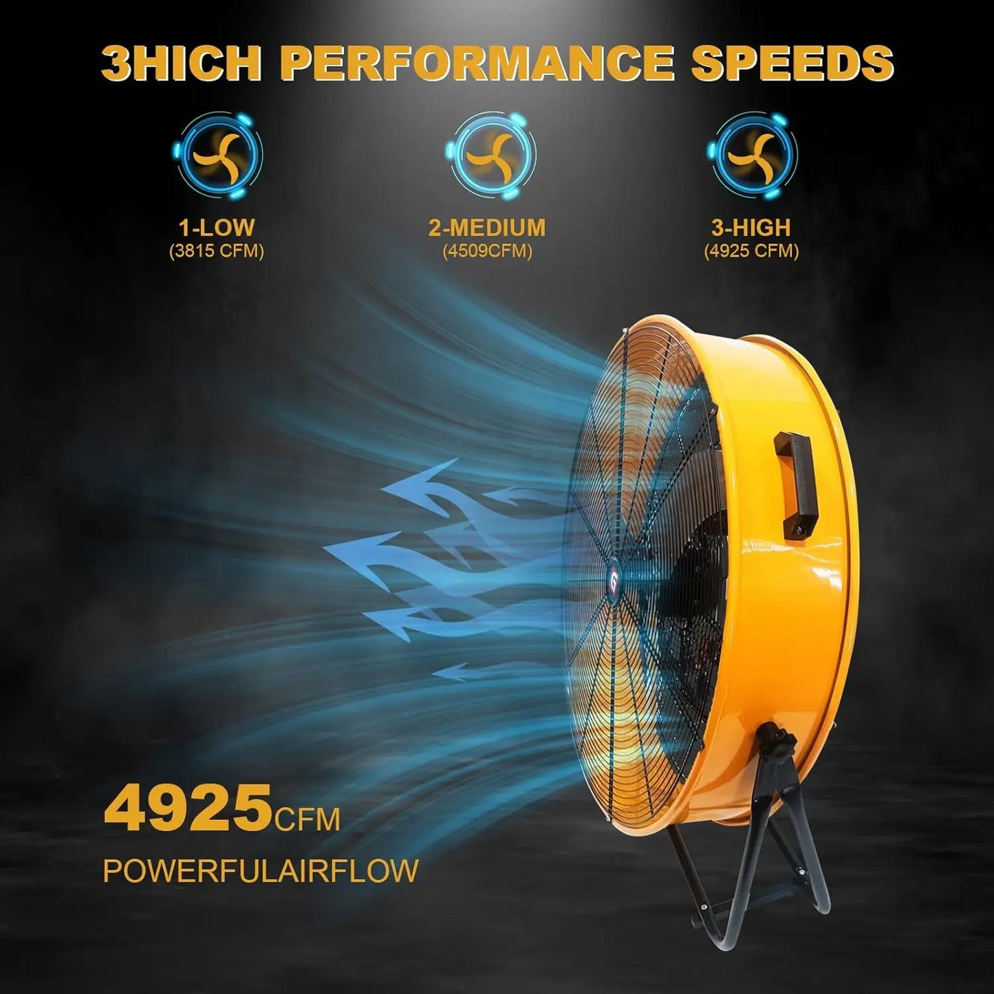 Acekool High Velocity Drum Fan 11756 CFM 3 Speed Pro