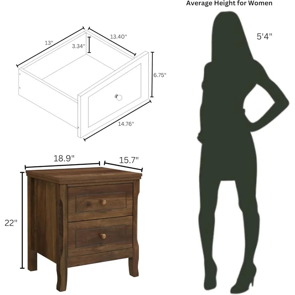 Guangbai Porter Nightstand Set of 2 Modern End Tables