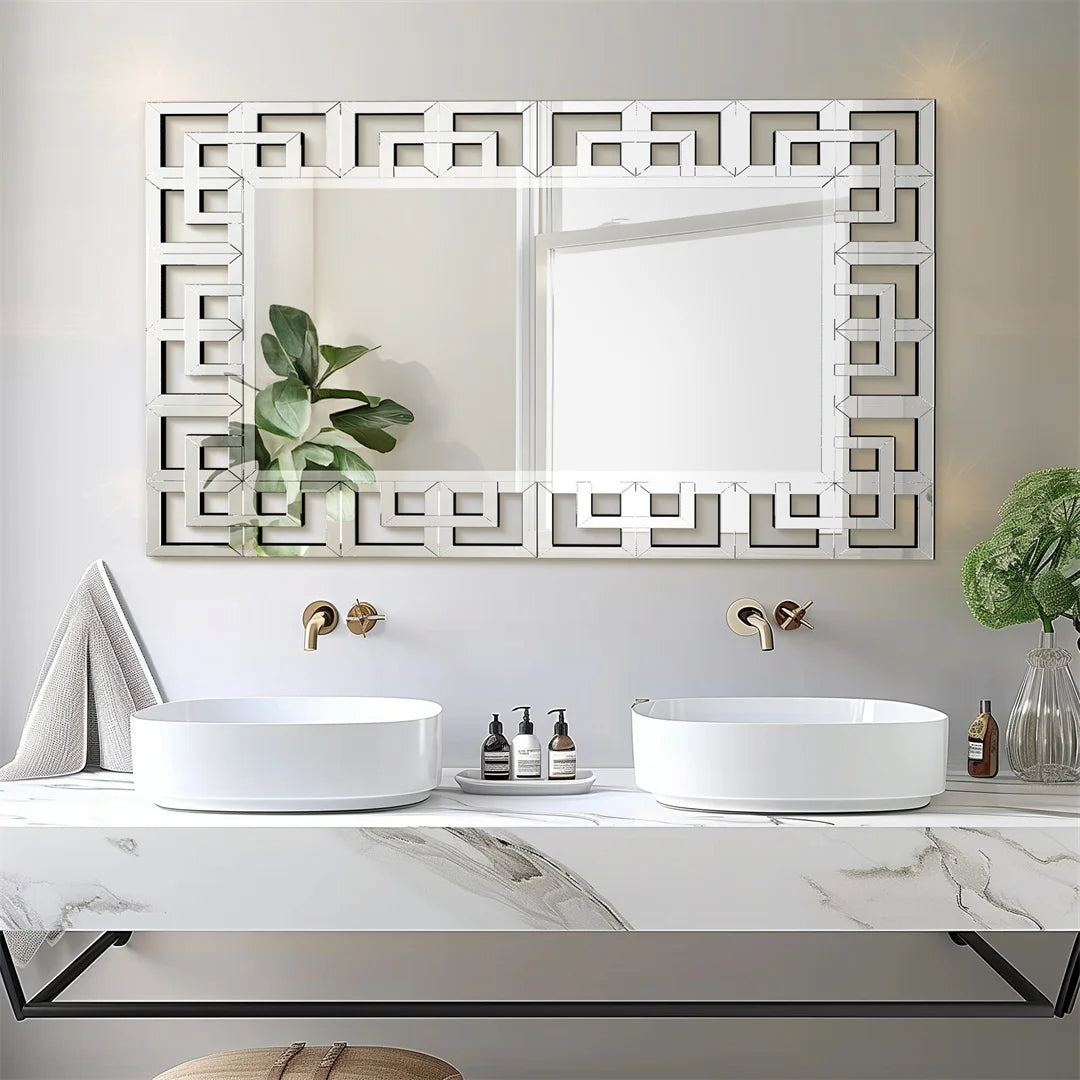 LUVODI Modern Wall Mirror Beveled Glass Rectangle Decor