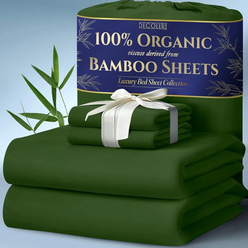 Color Bamboo Sheets Four Piece Ultra Soft Cooling Bedding