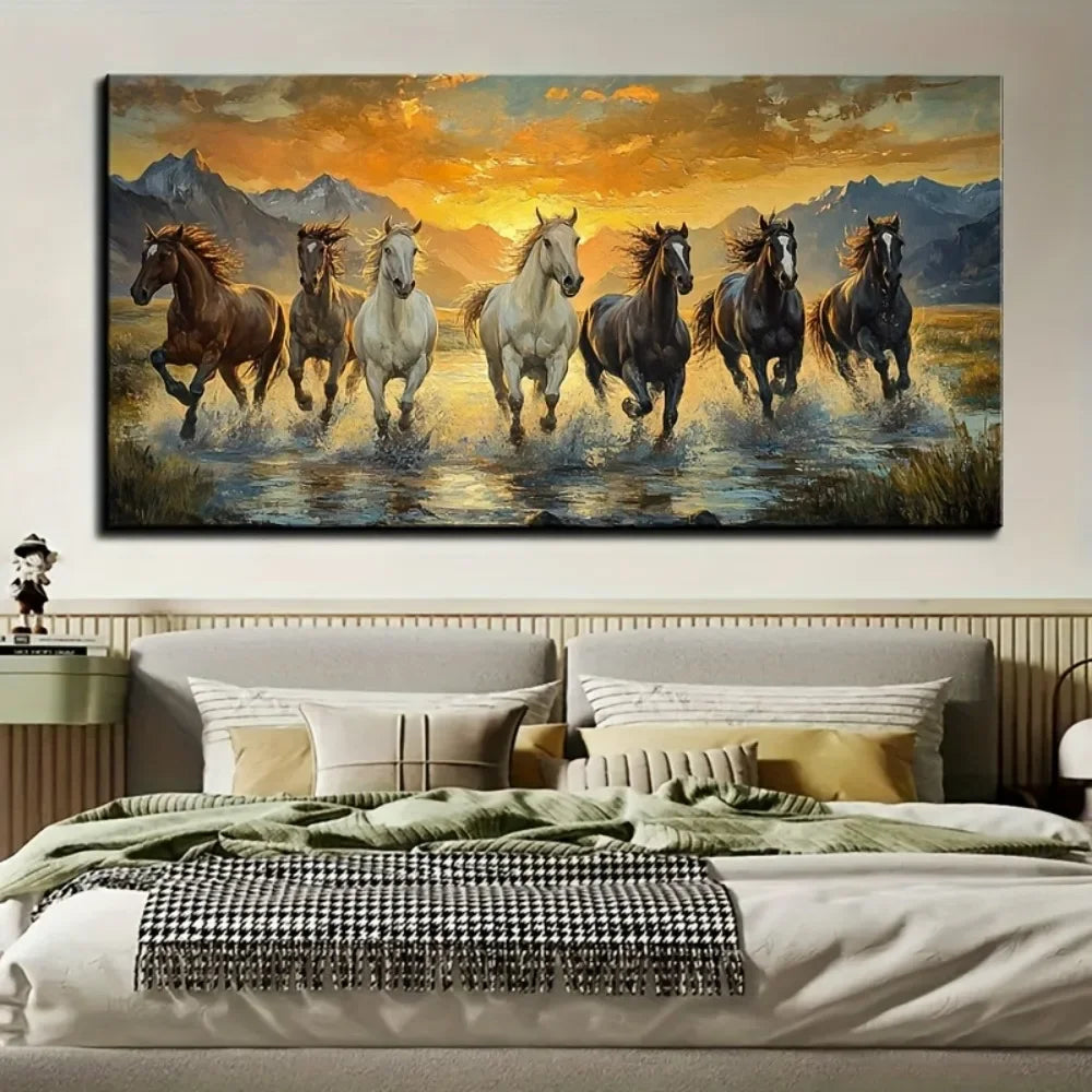 Complete Home And Apparel Feng Shui Seven Horse Canvas