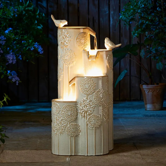 Glitzhome Outdoor Water Fountain With LED Lights And Pump