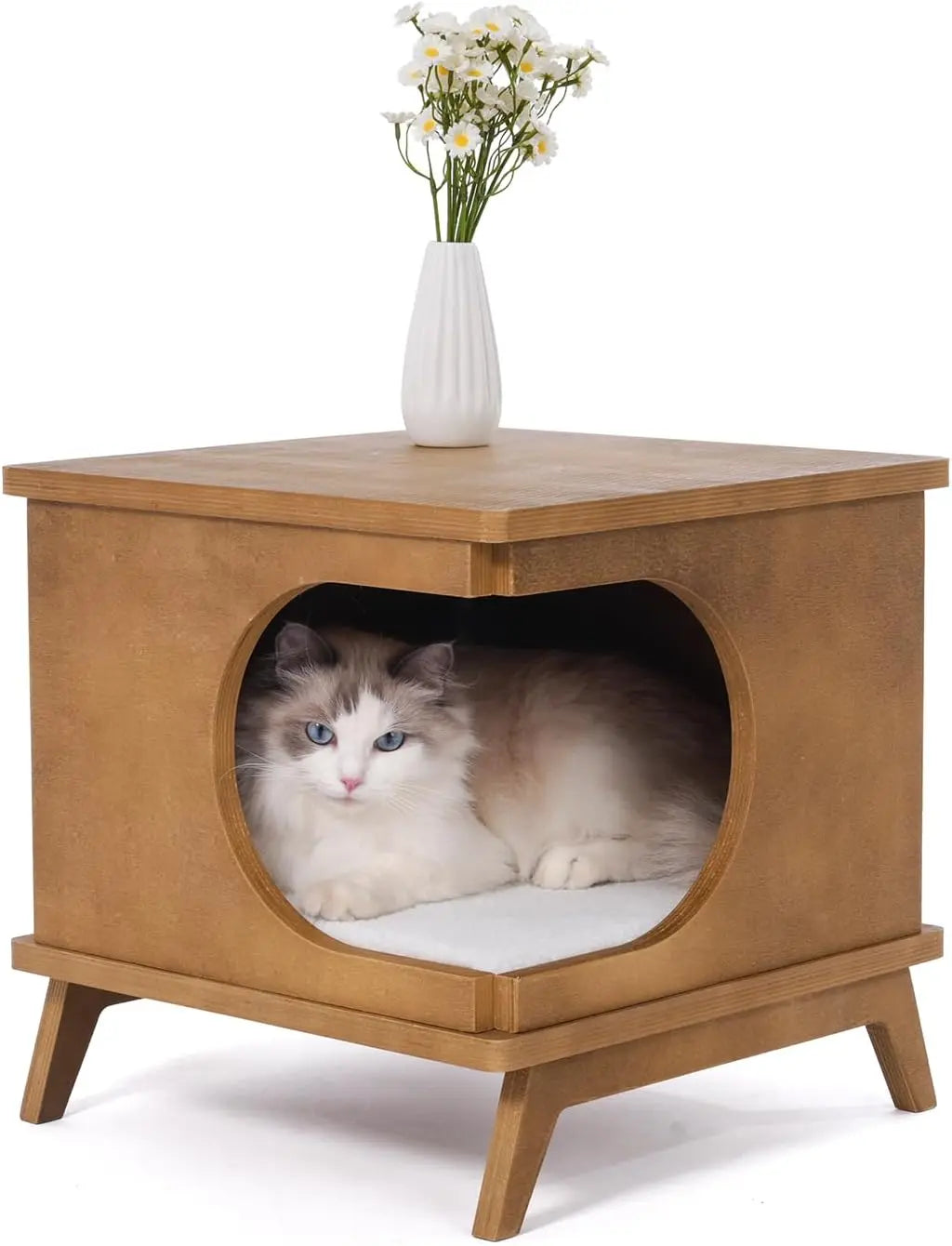 Wooden Cat Bed End Table Modern Cat Furniture Nightstand