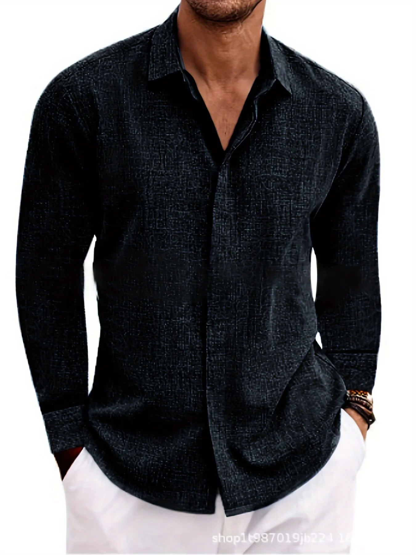 Zhejiang Linen Long Sleeve Shirt For Men Cotton Linen Blend
