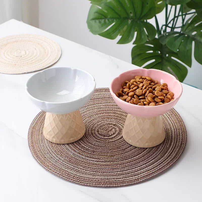 Elevated Cat Raised Ceramic Bowl For Pet Food And Water