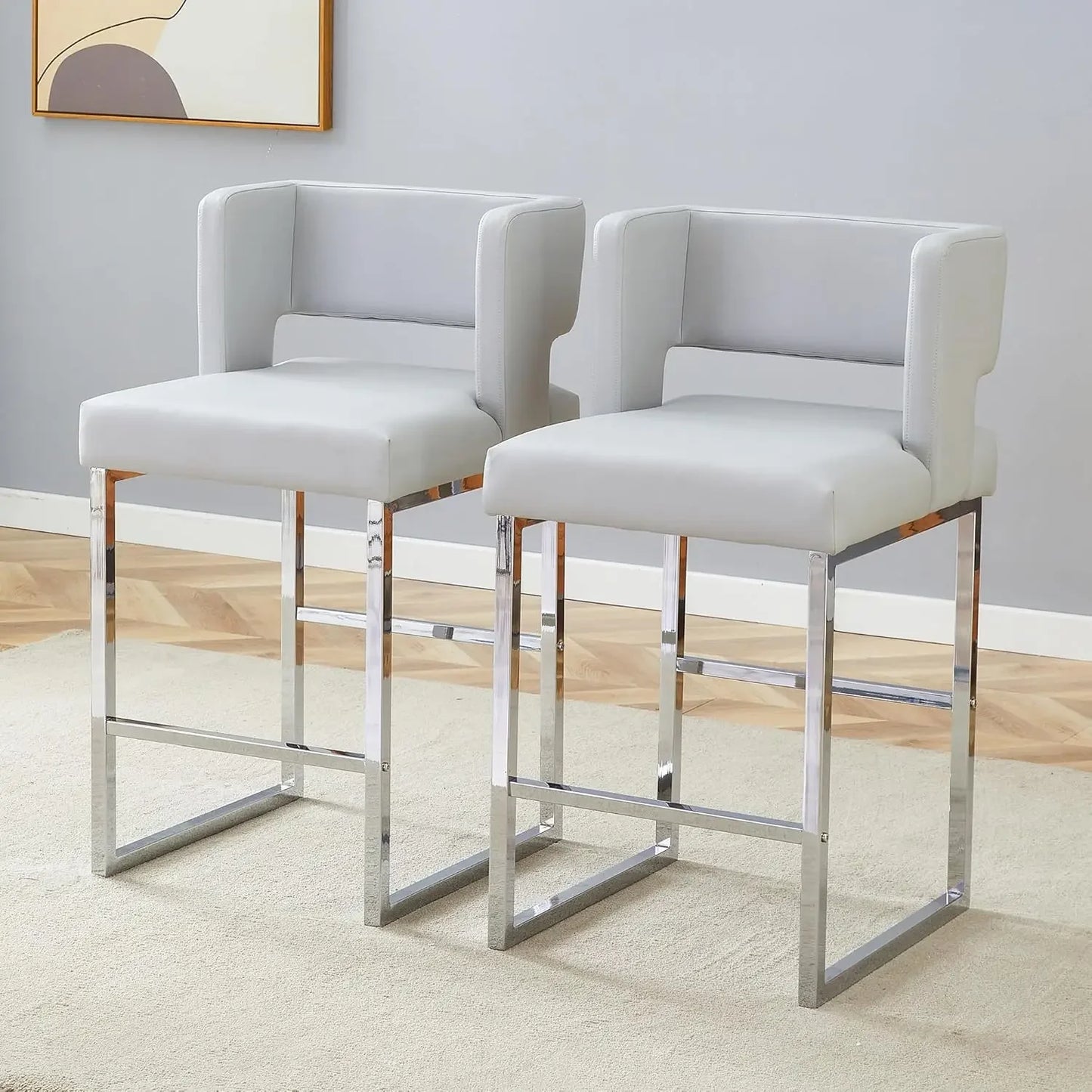 Angduo Velvet Bar Stools Set Of 4 Modern Metal Frame