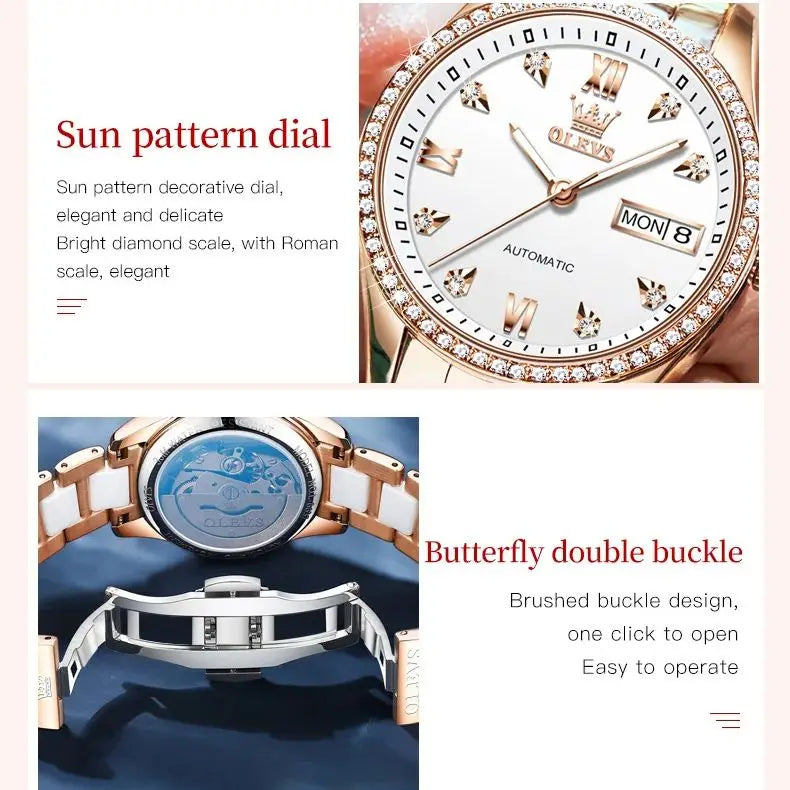OLEVS 6637 Luxury Women Automatic Mechanical Watch Calendar
