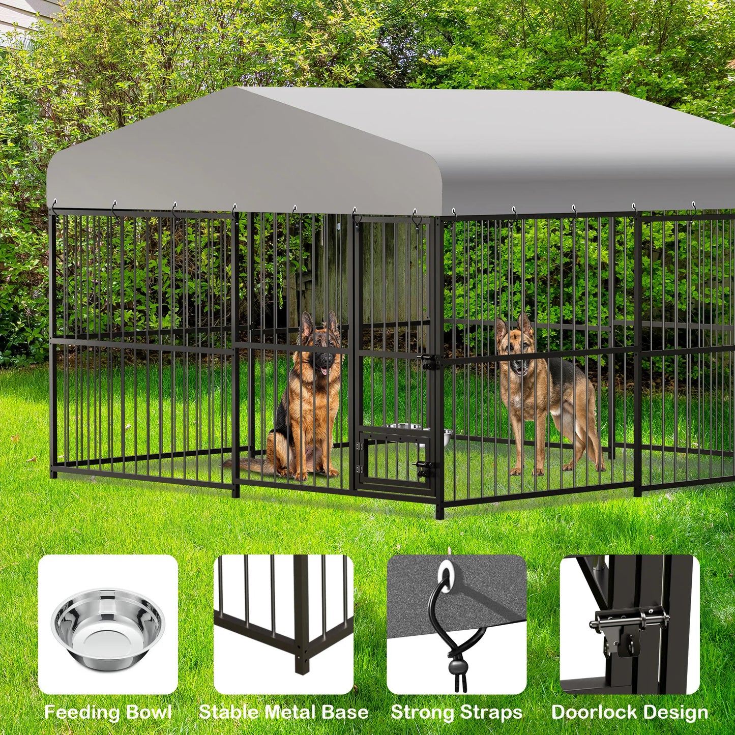 DishyKooker Heavy Duty Outdoor Dog Kennel With Roof