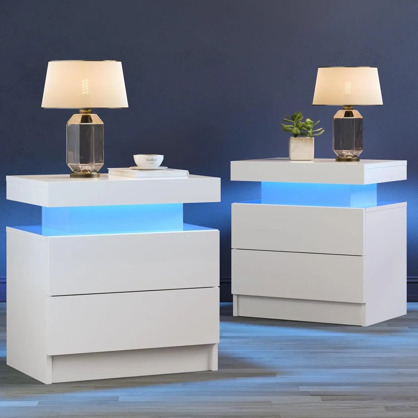 General Use Nightstands LED Duo End Tables Modern Furniture