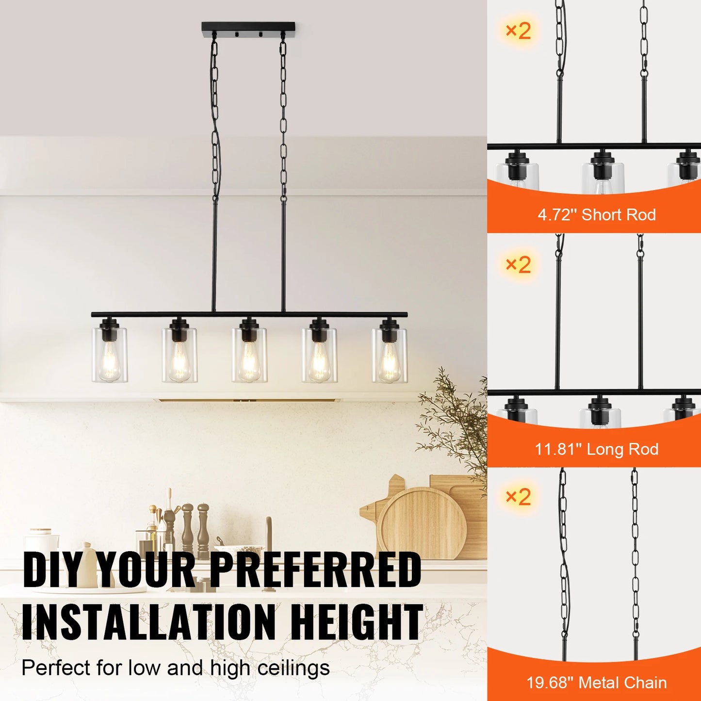 Complete Home And Apparel 5 Light Kitchen Island Lamp 60W