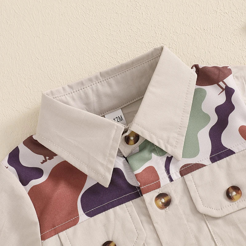Infant Camo Print Short Sleeve Shirt And Shorts Set