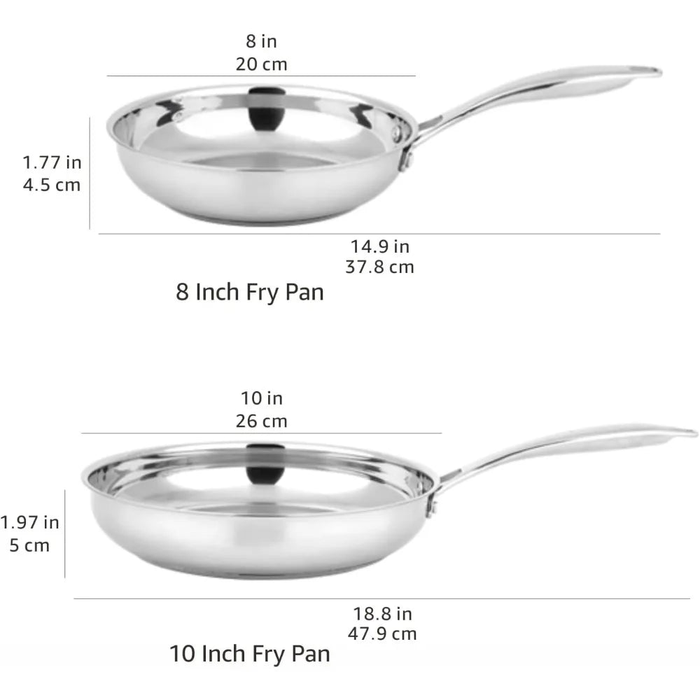 Amazon Basics Oven Safe Stainless Steel Frying Pan Set