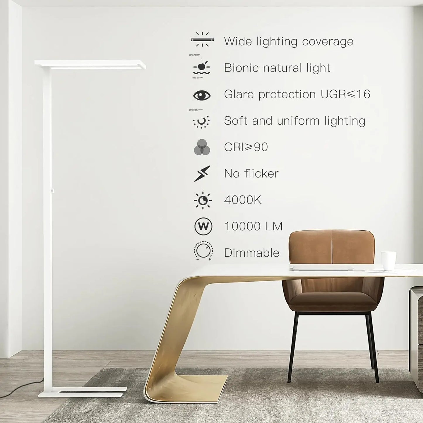 XMSJ Led Floor Lamp Dimmable Eye Care Reading Light