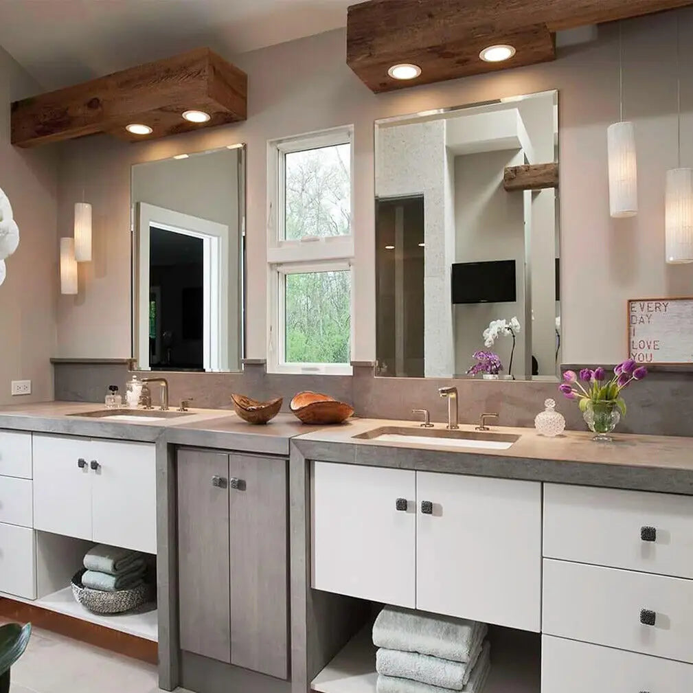 BORWARTE Rectangular Wall Mirror Beveled Silver Edge